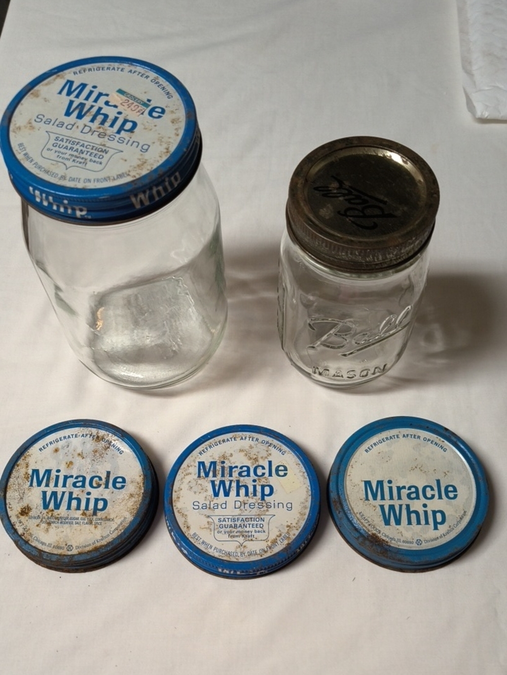 Miracle Whip Vintage Mason Jar Lids & Ball Mason Jar With Lid Miracle Whip Jar